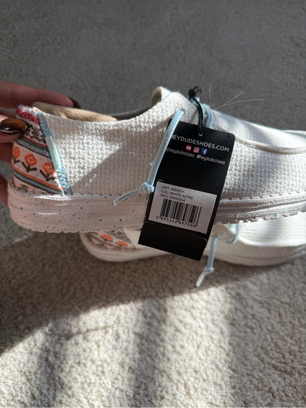 Hey Dude Kids White Slip-On Shoes with Orange Accent